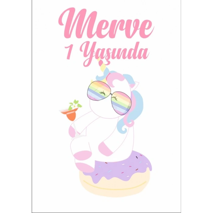 Unicorn Temalı Doğum Günü Afişi 50X70 cm