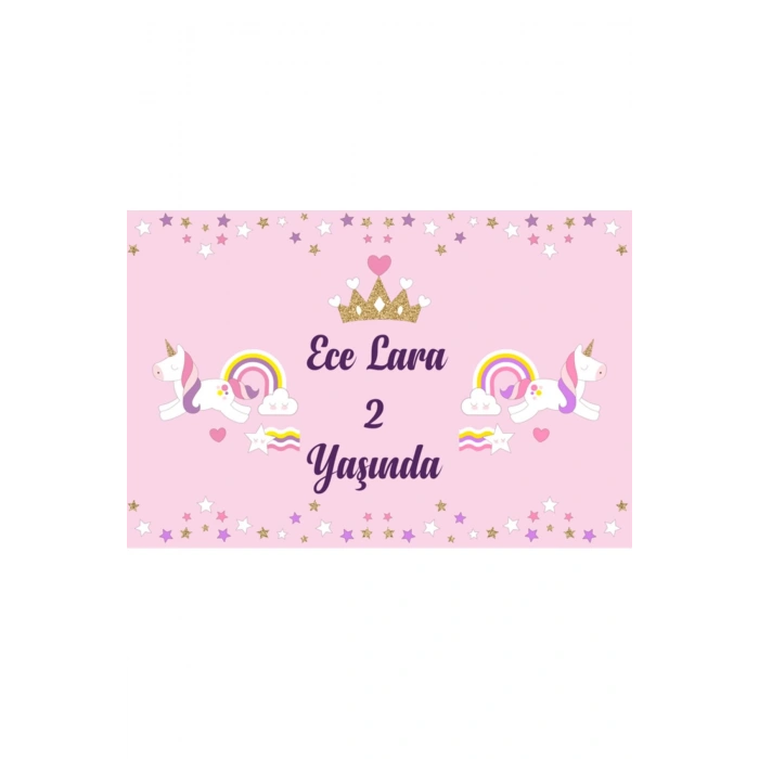 Unicorn Temalı Doğum Günü Afişi 50X70 cm