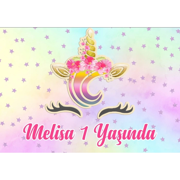 Unicorn Temalı Doğum Günü Afişi 70X100 cm