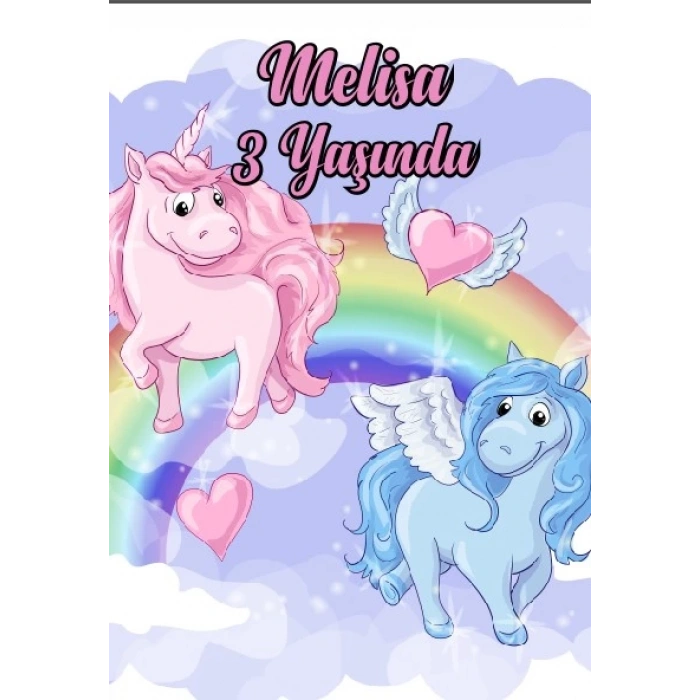 Unicorn Temalı Doğum Günü Afişi 70X100 cm
