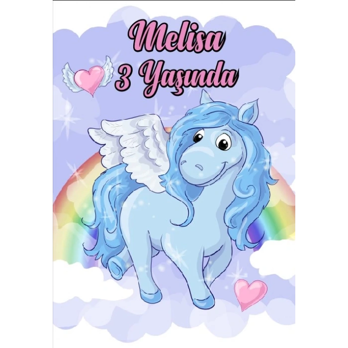 Unicorn Temalı Doğum Günü Afişi 70X100 cm