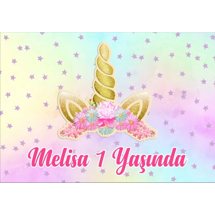 Unicorn Temalı Doğum Günü Afişi 70X100 cm