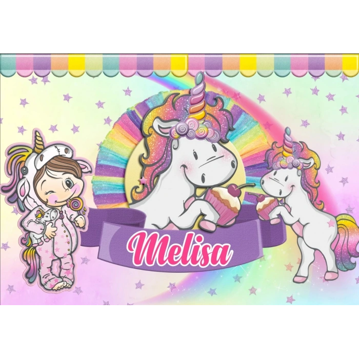 Unicorn Temalı Doğum Günü Afişi 70X100 cm