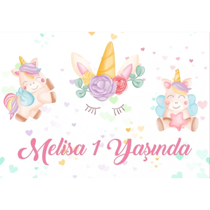 Unicorn Temalı Doğum Günü Afişi 70X100 cm