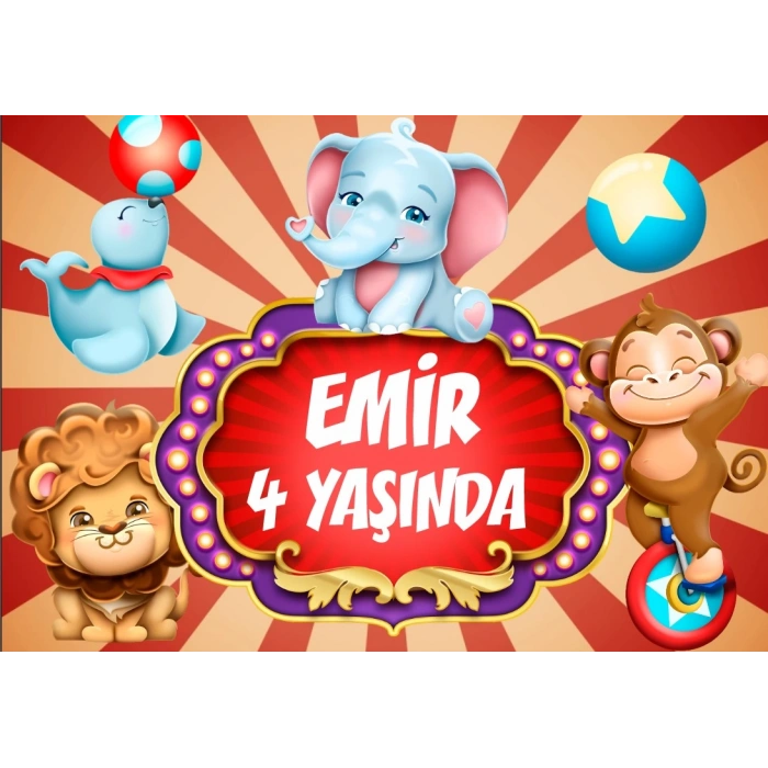 Sirk Temalı Doğum Günü Afişi 70X100 cm