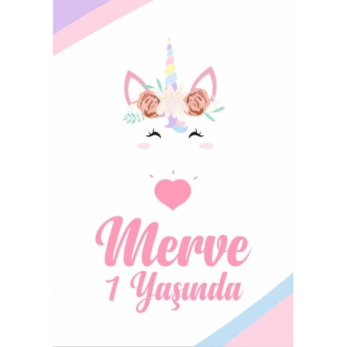 Unicorn Temalı Doğum Günü Afişi 70X100 cm