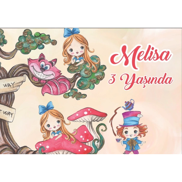 Alice Harikalar Diyarından Doğum Günü Afişi 100X150 cm