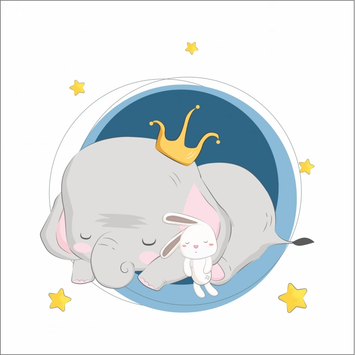 Uyuyan Fil ve Tavşan Sticker