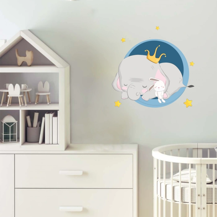 Uyuyan Fil ve Tavşan Sticker