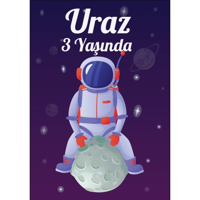 Uzay Temalı Doğum Günü Afişi 100X150 cm