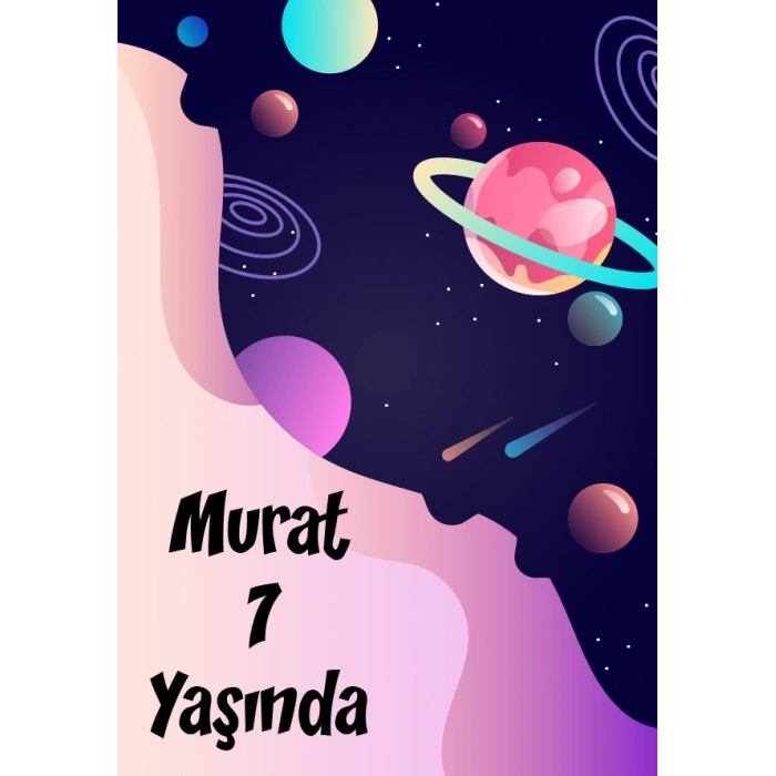 Uzay Temalı Doğum Günü Afişi 50X70 cm