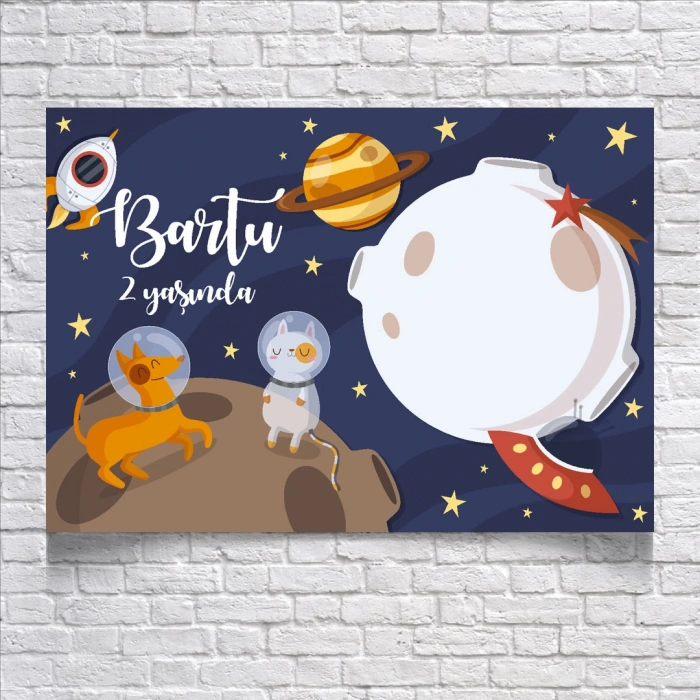 Uzay Temalı Doğum Günü Afişi 50x70 Cm