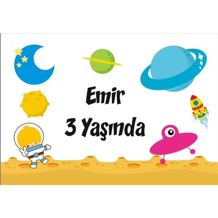 Uzay Temalı Doğum Günü Afişi 70X100 cm