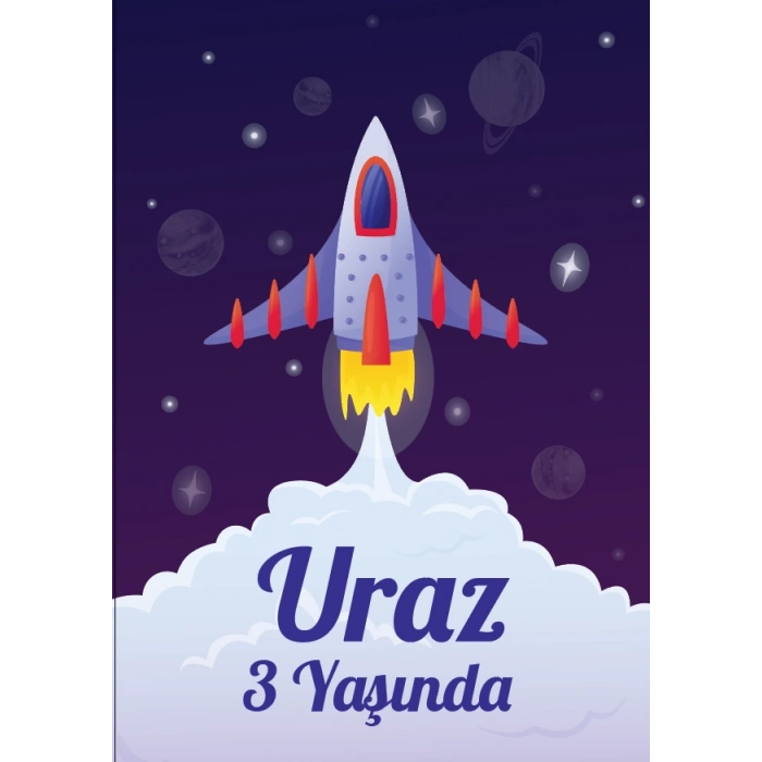 Uzay Temalı Doğum Günü Afişi 70X100 cm