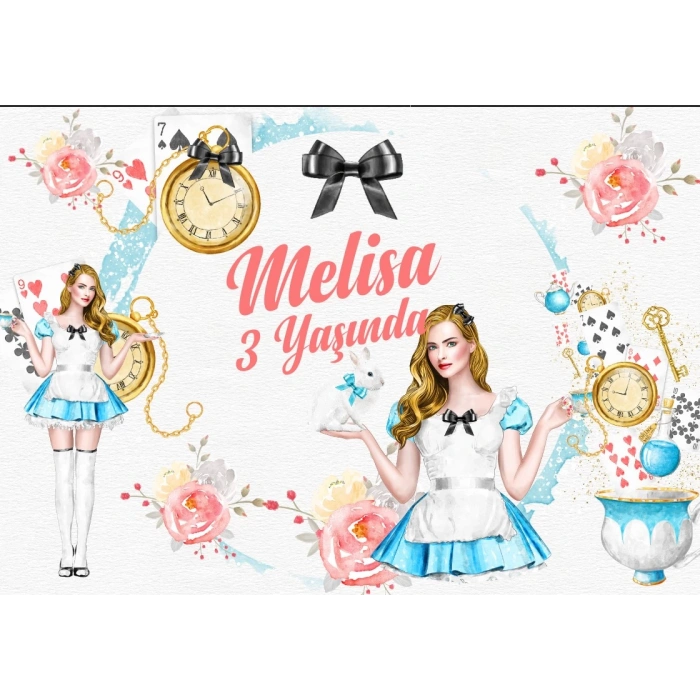 Alice Harikalar Diyarından Doğum Günü Afişi 70X100 cm