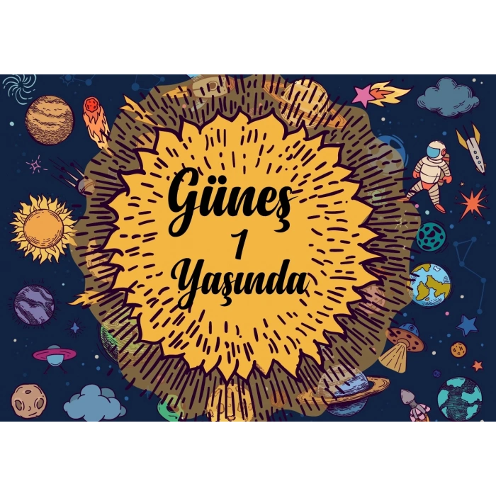 Uzay Temalı Doğum Günü Afişi 70X100 cm