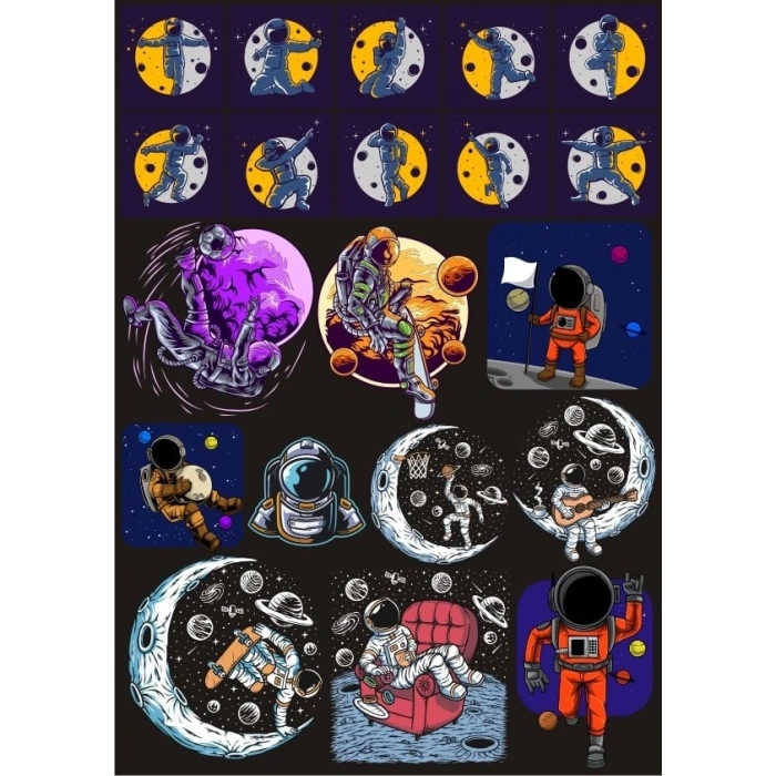 Uzay ve Astronot Sticker Set 2 19 Parça Telefon, Tablet, Defter, Laptop Sticker