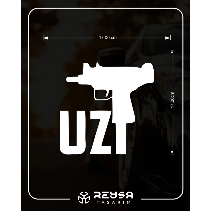 Uzi Araba Stickeri 17x17 Cm Beyaz