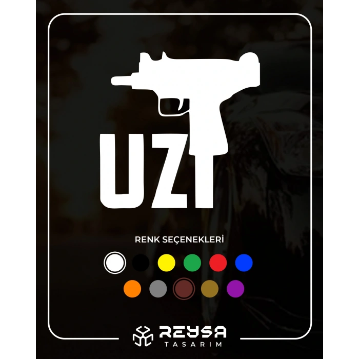 Uzi Araba Stickeri 17x17 Cm Beyaz