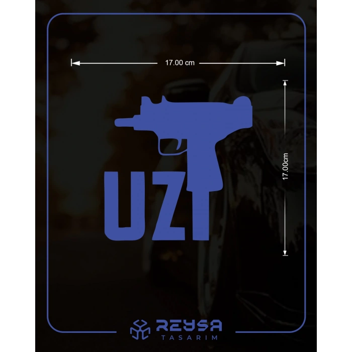 Uzi Araba Stickeri 17x17 Cm Mavi
