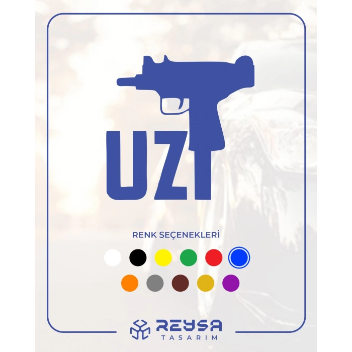 Uzi Araba Stickeri 17x17 Cm Mavi