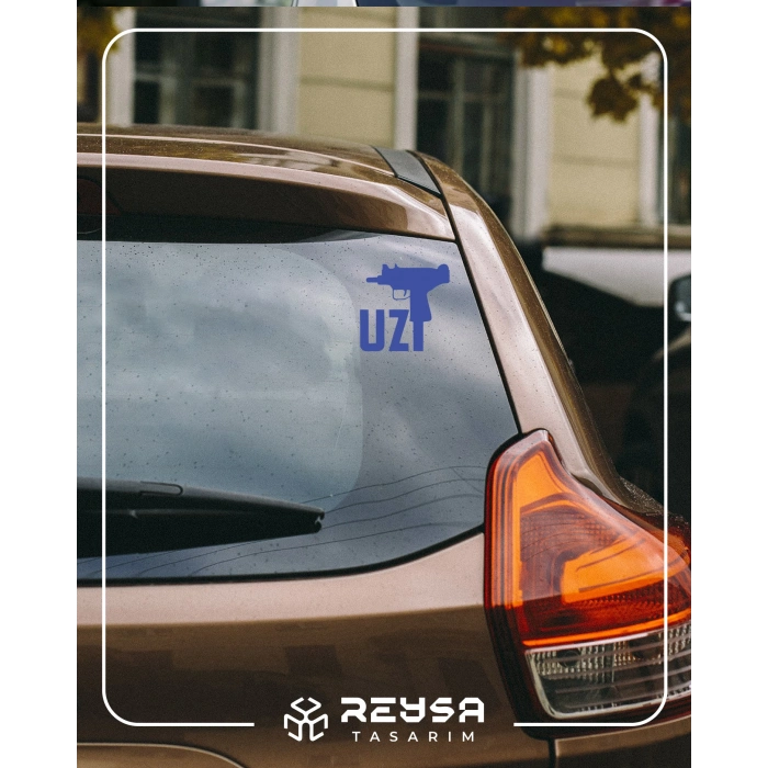 Uzi Araba Stickeri 17x17 Cm Mavi
