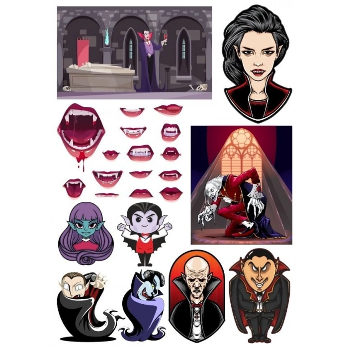 Vampir Dracula Sticker Set-1 15 Parça Telefon, Tablet, Defter, Laptop Sticker
