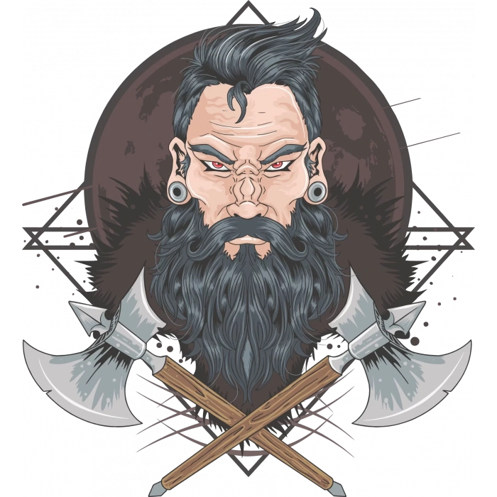 Viking ve Baltalar Sticker 10x10 cmRenkli Sticker