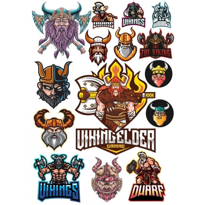 Vikingler Sticker Set-1 17 Parça Telefon, Tablet, Defter, Laptop Sticker