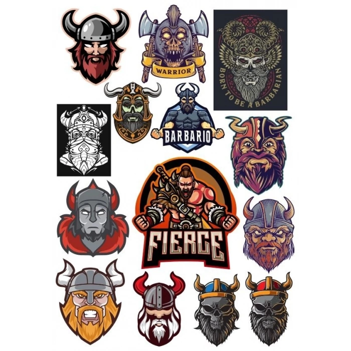 Vikingler Sticker Set-2 14 Parça Telefon, Tablet, Defter, Laptop Sticker