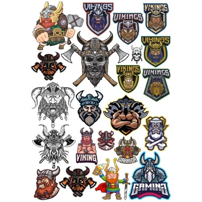 Vikingler Sticker Set 25 Parça Telefon, Tablet, Defter, Laptop Sticker