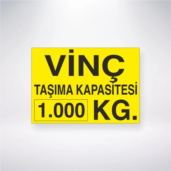 Vinç Taşıma Kapasitesi 1.000 KG Sticker 20X28 Cm