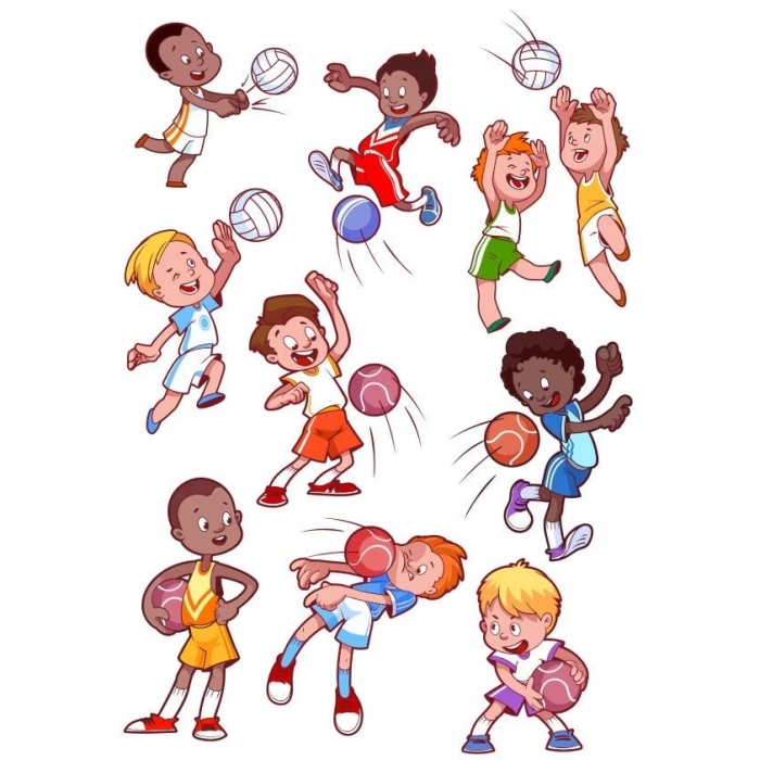 Voleybolcu Küçük Çocuklar Sticker Set 12 Parça Telefon, Tablet, Defter, Laptop Sticker