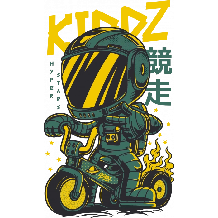 Kiddz Motorcu Sticker 10x10 cmRenkli Sticker