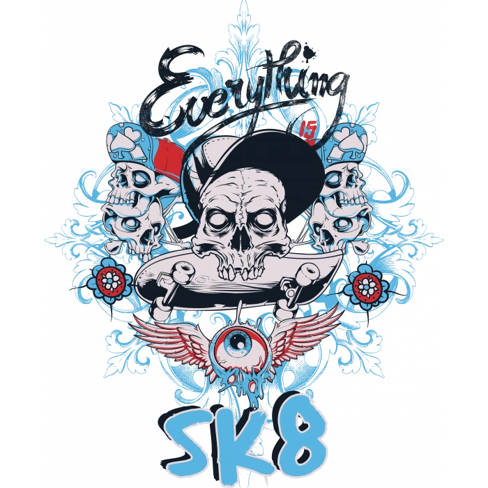 Sk8 Kurukafalar Sticker 10x10 cmRenkli Sticker