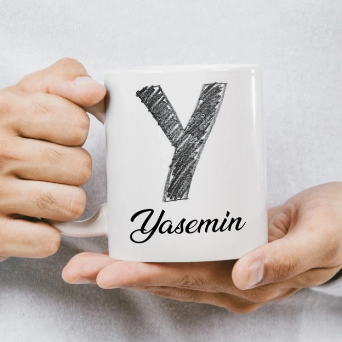 Y Harfi Karakalem İsme Özel Kupa