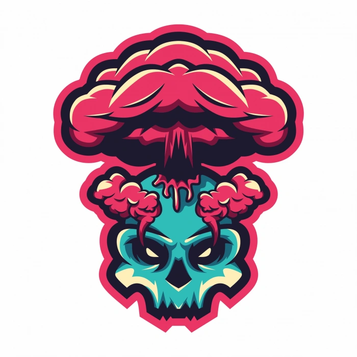 Yanardağ ve Kurukafa Sticker 10x10 cmRenkli Sticker