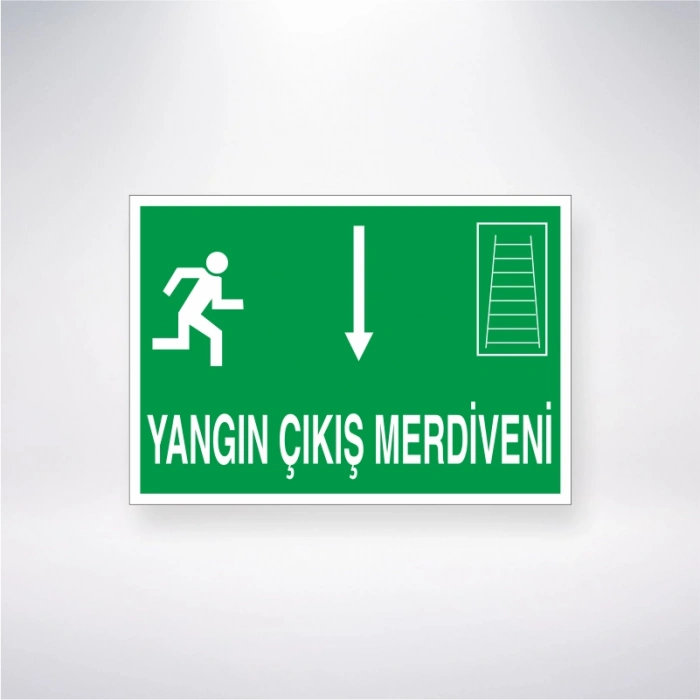 Yangın Çıkış Merdiveni Altta Sticker 20X28 Cm