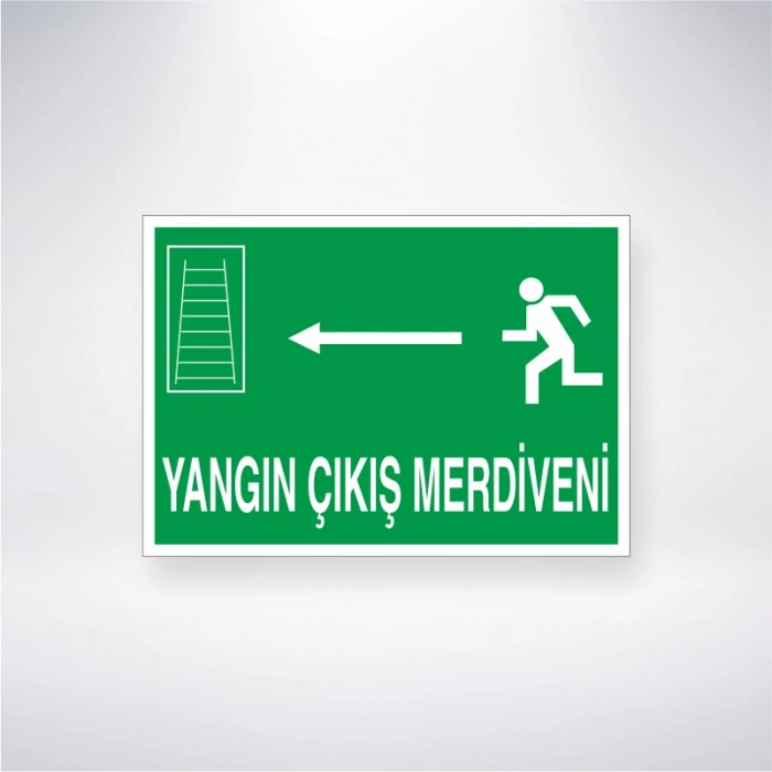 Yangın Çıkış Merdiveni <-- Sticker 20X28 Cm