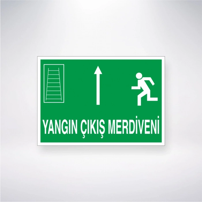 Yangın Çıkış Merdiveni Üstte Sticker 20X28 Cm