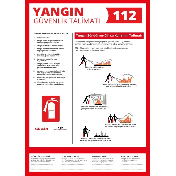 Yangın Güvenlik Talimatı Sticker 20X28 Cm