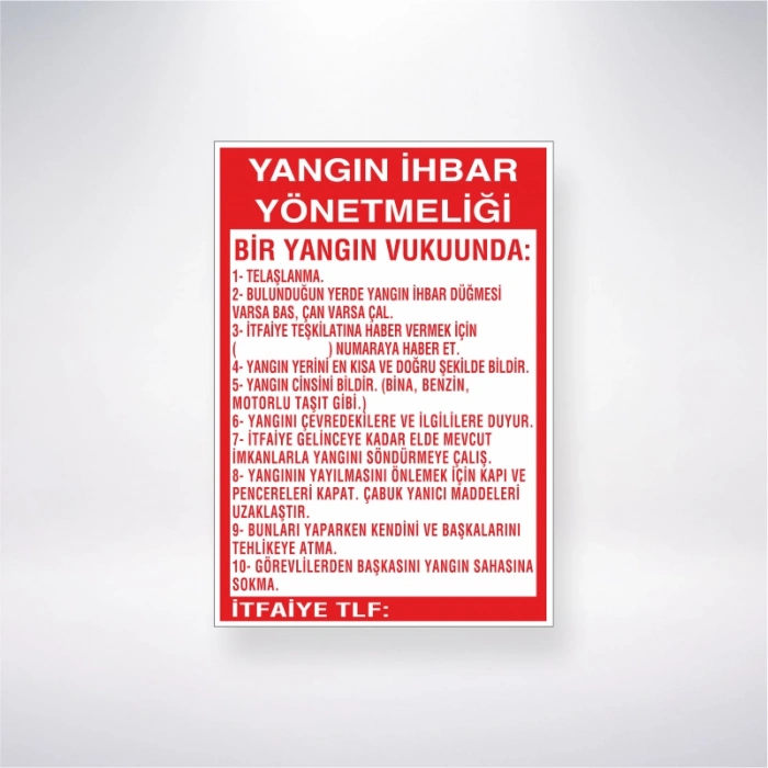Yangın İhbar Yönetmeliği Sticker 20X28 Cm