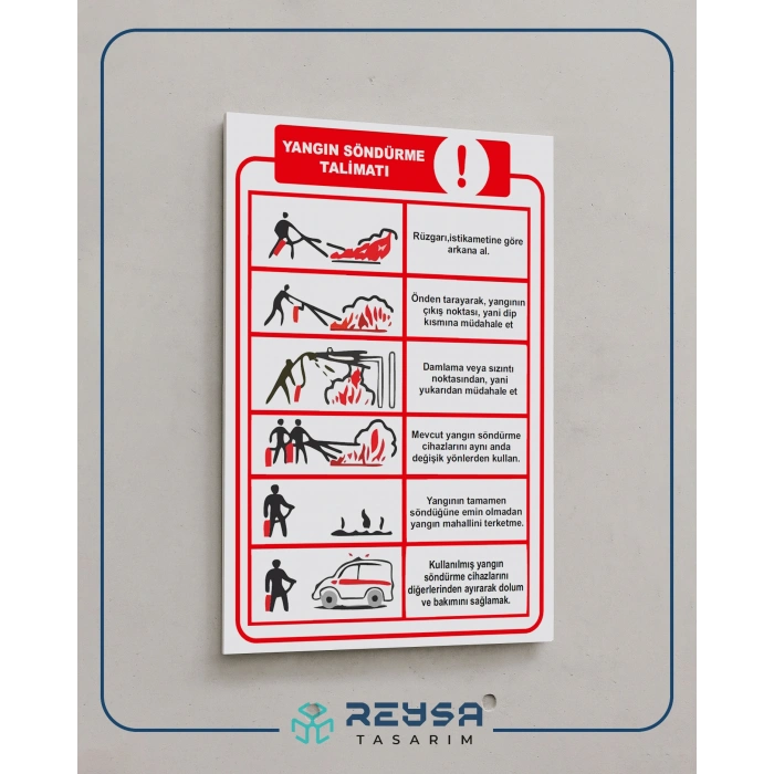 Yangın Söndürme Talimatı Sticker 20X28 Cm