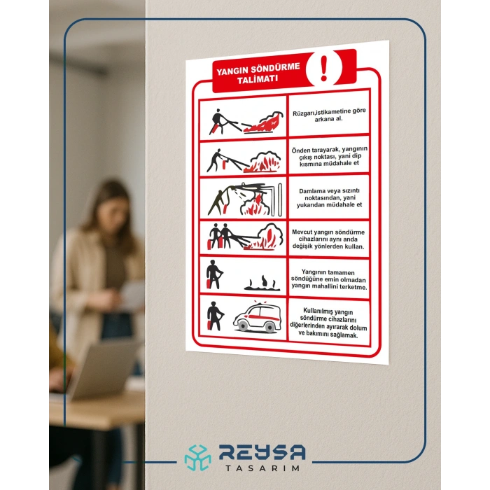 Yangın Söndürme Talimatı Sticker 20X28 Cm