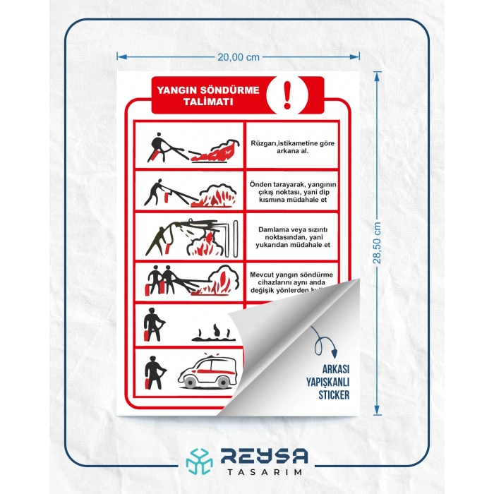 Yangın Söndürme Talimatı Sticker 20X28 Cm