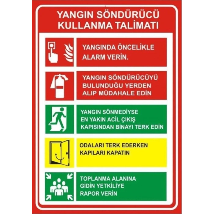 Yangın Söndürücü Kullanma Talimatı Sticker 20X28 Cm