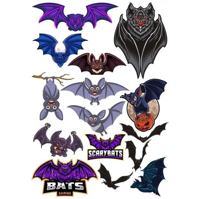 Yarasa Sticker Set 13 Parça Telefon, Tablet, Defter, Laptop Sticker