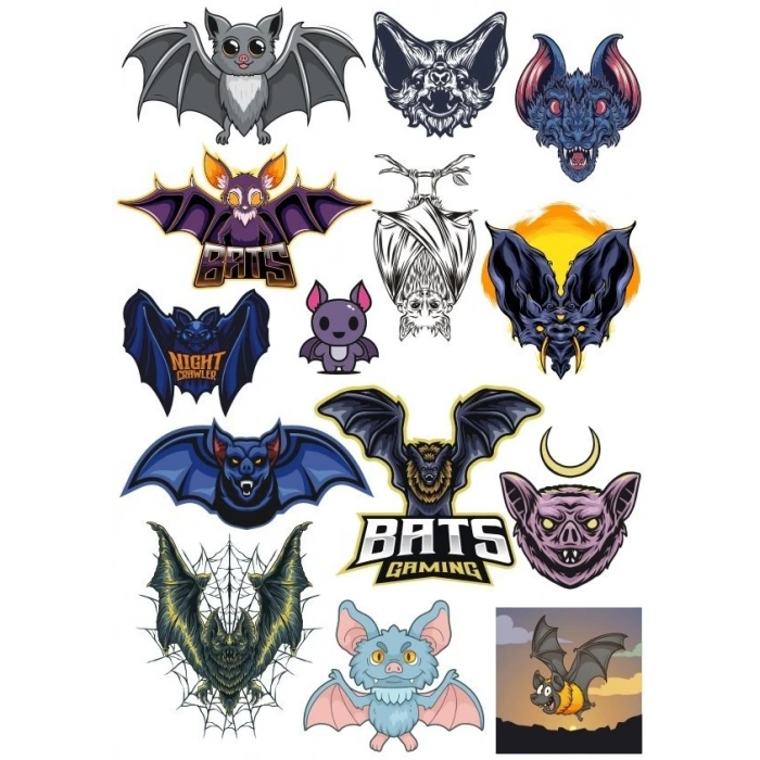 Yarasa Sticker Set 15 Parça Telefon, Tablet, Defter, Laptop Sticker