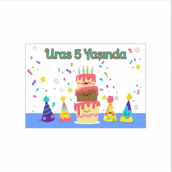 Yaş Pasta Temalı Doğum Günü Afişi 100X150 Cm