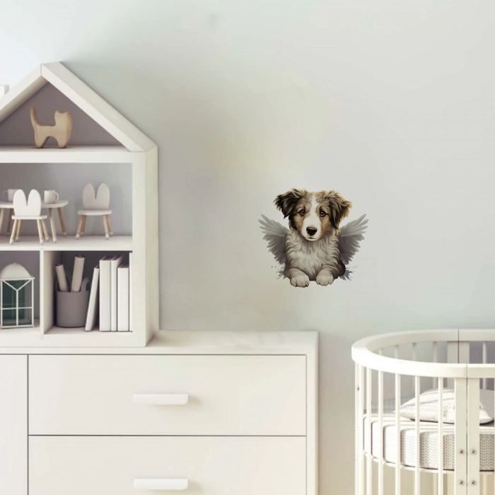 Yatan Kanatlı Köpek Yavrusu Duvar Stickerı